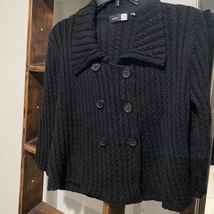 Saks Fifth Avenue wool, double breasted, Jackie O sweater.